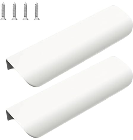TRACOMPAN 2 Pack 128mm Concealed Cabinet Handles - Modern Aluminium Alloy Edge Pulls for Kitchen Cupboards, Wardrobes & Drawers - Rustproof Finish with Installation Screws Included
