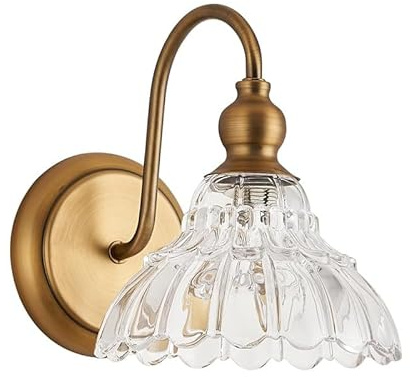 DLGLOLIN - Lámpara de pared para baño, lámpara de pared de cristal vintage, interior de cristal transparente, lámpara moderna para sala de estar, dormitorio y cocina