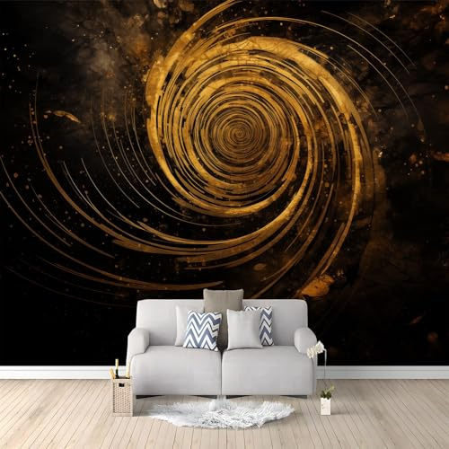 Papel Pintado no tejido 200 x 140 cm, Abstracto Espiral Remolino Estampado Papel tapiz fotográfico, Marrón Oscuro Murales Decoración para Sala Cuarto Oficina Salón