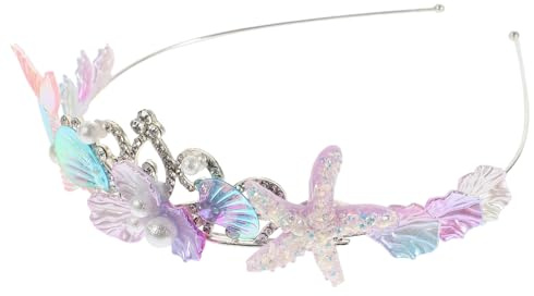 Healvian Meerjungfrau Haarreif Kinder Verziert mit Muscheln und Strasssteinen Cosplay Stirnband für Party Halloween und Kostümfest Detaillierter Haarschmuck mit Glitzer