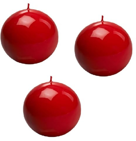 Set 3 Candele Rosse Rotonde a Palla Ø5cm sfera Decorativa in Cera per Candelieri natale Centrotavola a pallina Ideale per Decorazioni Natalizie Tavola Ambienti Tonda Per Atmosfere Calde e Raffinate