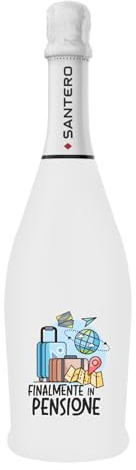 BRANDGIFT.IT Bottiglia Personalizzata Pensione Uomo Donna Santero 958 Spumante Extra Dry Perlage Persistente Aromaticità Floreale Bottiglie Personalizzate Ottimo Regalo Pensione Per Brindisi Originali