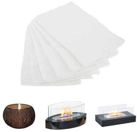 6 Pcs Ceramic Wool for Portable Tabletop 30x20x0.5cm to Extend Burning Time Fireproof Ceramic Sponge wool wick Fiber Insulation for Bioethanol Rubbing Alcohol Fireplaces