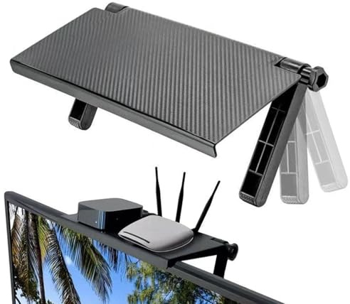 ulapithi Monitorregal, Wandhalterung für PC-Monitor, schwebendes Regal ohne Löcher für Router Sound Bar Spielekonsole Kamera Telefon Lautsprecher DVD-Player Schlafzimmer