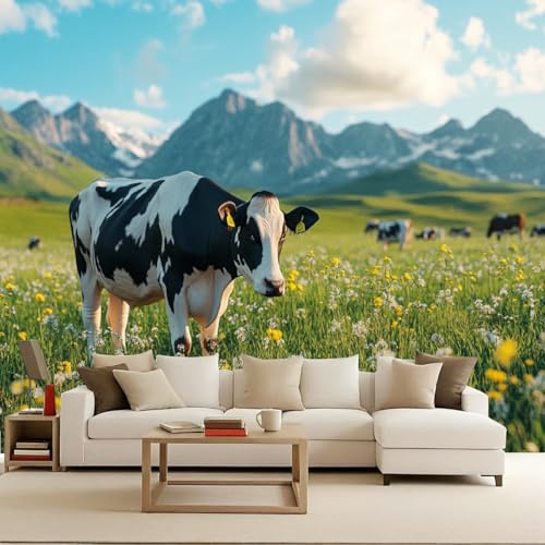 Fotomurale Bovini Carta da parati murale 400x280 cm TNT Murale Prateria alla moda Decorazione da Muro XXL Poster Gigante Design Carta per pareti Scenario naturale