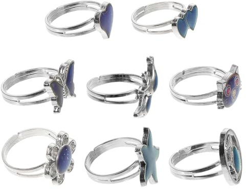 JOINPAYA Anelli Dell'umore Termocromici Regolabili Per Ragazze Adolescenti e Bambini, Anelli Da Dito Cambio Colore Animali Cartoon, Set Da 8 Pezzi Decorativi Per Gioielli Di Moda
