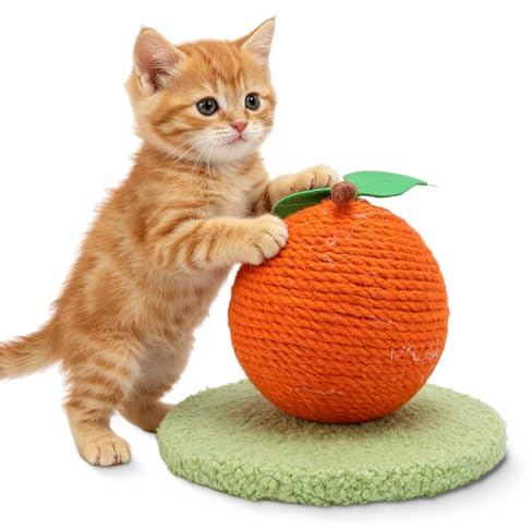 Catvar de Gato Naranja Poste lindario rascador de Gato con Cuerda sisal, sisal gat Scratcher para Gatito Gato rayando Bola