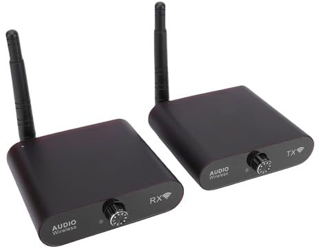 Jectse Ricevitore Trasmettitore Wireless da 2,4 GHz, Trasmettitore a Latenza Zero a 16 Bit 48 KHz con Portata di 100 M, per di Altoparlanti da Interni Ed Esterni