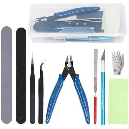 Model Making Tools Kit, 14 PCS Precision Hobby Tool Set for Plastic Model Kits, Gundam Building, Car Models & Miniature Assembly, Crafting Repair Finishing with Storage Case