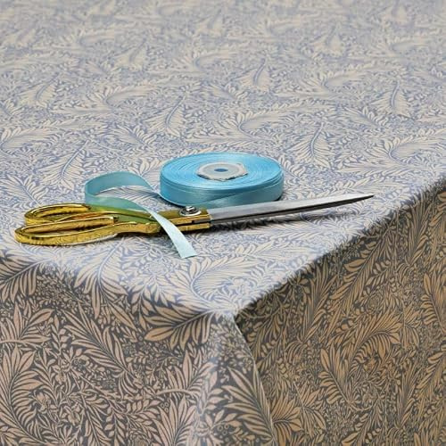 William Morris Larkspur Azure Blue 100% Cotton Lightweight Round Tablecloth, Fabric for Dining Table, 134 CM, Washable, Decorative