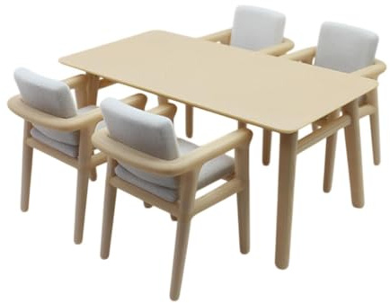 Mqiklt Puppenhaus Essgruppe mit Tisch Und Stühlen, Möbelmodell, Szenendekoration, Geschenk, Miniaturmöbel, Spielzeug für DIY Projekte, 2.7x1.4x1.2 Inch