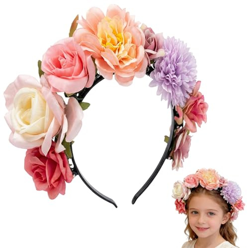 Blumen Haarreif, Blumen, Haarreif Blumen, Blume, Stirnband Mit Roter Rose Haarband Für Damen Oktoberfest Hochzeit Party Urlaub
