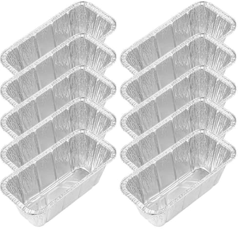 Whychstore Lot de 10 doublures jetables en aluminium pour bac à graisse pour gril 5017, 20,3 x 7,6 x 9,4 cm, pour barbecue, camping, pique-nique