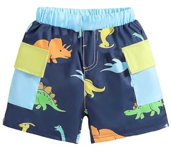 Generisch Costume da bagno per ragazzi da spiaggia, ad asciugatura rapida, traspirante, per sport acquatici, nuoto, Blu scuro, 2-3 Anni