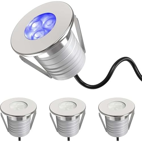GUODDM Foco De Bajo Voltaje De 3 W - Luz LED Empotrable En El Suelo (12/24 V), Foco Para Piscinas Sumergible Y Regulable Con Certificación IP68(Blue,24V)