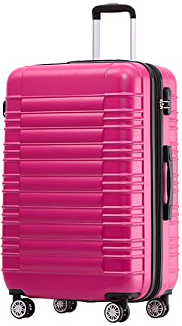 BEIBYE 2088 Zwillingsrollen Reisekoffer Koffer Trolleys Hartschale M-L-XL-Set (Peach, L)