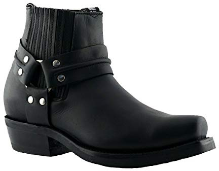 Grinders Renegade Lo brun unisex läderstövel cowboy västerländsk biker ankelstövlar