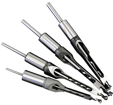 Juego de brocas cuadradas para carpintería, brocas avellanadoras de cincel de mortaja de madera HSS para carpintería, kits de herramientas eléctricas de 1/4 pulgadas, 5/16 pulgadas, 3/8 pulgadas, 1/2