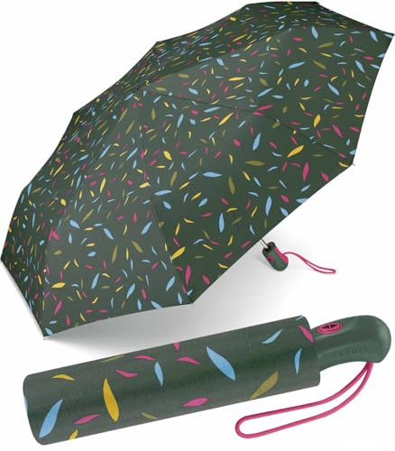 ESPRIT Paraguas plegable Easymatic Light Little Leaves, verde, 97 cm