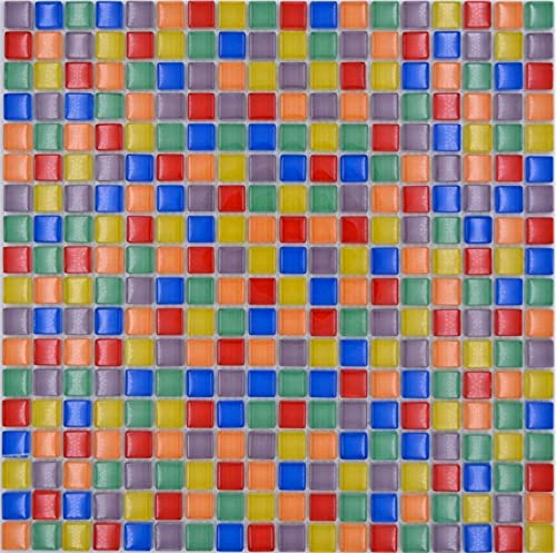 Glasmosaik Mosaikfliese bunt rot blau gelb grün Fliesenspiegel Badezimmer MOS88-XC123