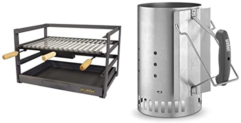 Imex El Zorro Cajón Barbacoa con Parrilla, Negro, 72x41x35 cm, 71479.0 + Weber 7416 Chimenea de encendido Rapidfire