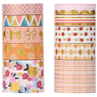 Washi Tape Set 10 Rollen - 30/15/10mm Breite, Sweet Moment Thema, Japanisches Abdeckband (3m) Dekorieren Sie Ihr Scrapbooking, DIY Handwerk, Geschenkverpackung, Bullet Journal, Kawaii Schreibwaren