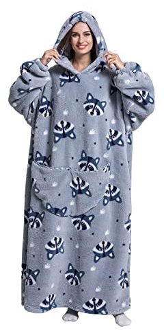 Shamdon Home Collection Felpa con cappuccio extra lunga per donna, uomo adulto, in pile oversize con cappuccio indossabile coperta per ragazzi e donne
