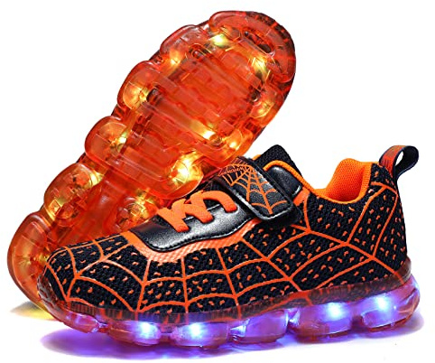 YUNICUS Baskets LED pour garçons et filles - Pour anniversaire, Halloween, Noël, Bleu Orange 811, 28 EU