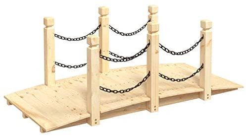 Tidyard Ponte da giardino in legno Ponte di laghetto da giardino Ponte di Patio Decorazione da giardino 150x67x56cm Legno massello di abete rosso