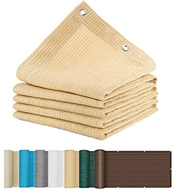 Sonnensegel atmungsaktiv 1.2 x 3.2 m luftdurchlässig, wasserdurchlässig Sonnensegel Schattennetz 1 × 5 m Seile für Außenbereich,Garten, Creme Farben