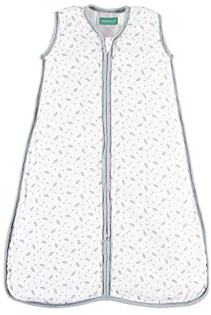 molis&co - Baby Schlafsack ärmellos - Ideal für Frühling und Herbst - Babyschlafsack 1 tog ohne Ärmel - Leicht gepolstert - Babyschlafsack Neugeborene - Premium-Musselin - Grey Leafs (60 cm)