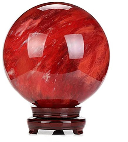 ESYEM Regalo de Bola de Cristal roja Natural Bola de Cristal roja Piedra Original de Cristal Bola de Cristal (Size : 7cm-8cm)