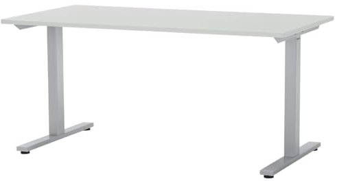 SCHÄFER SHOP Select Schreibtisch Start Off, T-Fuß, Rechteck, Weißaluminium/Lichtgrau, B 1800 x T 800 x H 735 mm