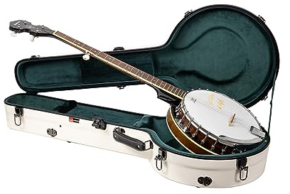 Crossrock Fiberglas-Banjokoffer – passt für Mastertone & die meisten 5-Saiter, mit Innenfach, Rucksackgurten, Hygrometer, TSA-Schloss – Milchweiß (CRF2023MBJMW)