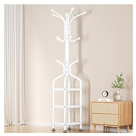 IMYOGI Hutablage, Standgarderobe, 2-in-1, mit 3 Ablagen für den Eingangsbereich, einfache Montage, multifunktionaler Flur-Organizer (Farbe: Weiß, Größe: 27 x 27 x 184 cm) (weiß 27 x 27 x 184 cm).