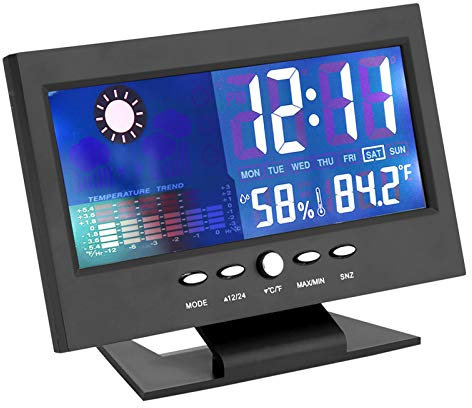 Gavigain Digital Clock,Weather Station Wireless Indoor Outdoor Thermometer,Large Display Atomic Weather Clock,Temperature Humidity Monitor with Moon Phase, Weather Forecast and Barometric Pressure