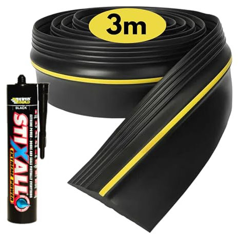 𝐍𝐎𝐕𝐄𝐂𝐑𝐀𝐅𝐓𝐎 Universal Fit Garage Door Seal 𝟑𝐦 𝐋𝐨𝐧𝐠 Piece - with Extra Strong Adhesive - Premium Quality Rubber Garage Draught Excluder, Weatherproof Storage Door Threshold Sealing Kit