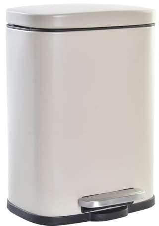 LEKE GO Papelera color pastel beige de metal y polipropileno con cerrado lento de 5 litros (Beige)