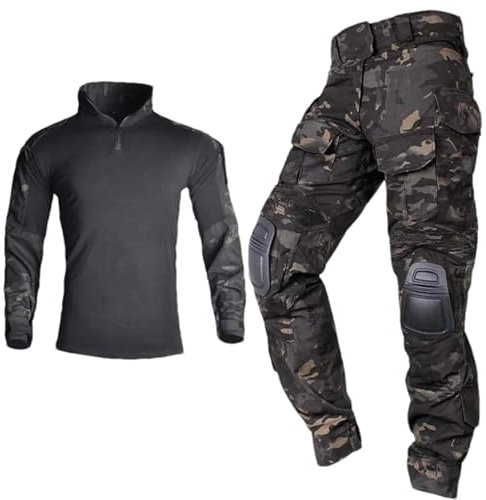 ZMIN G3 Gefaltete Taktische Hemden Paintball Arbeitskleidung Militäruniform Kampfhemden Fracht Knieschützer Hosen Armee Anzüge black CP shirts XL