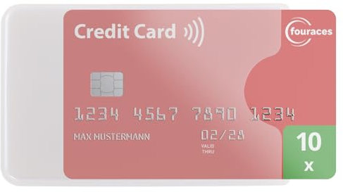 fouraces Karten Schutzhülle - 10 Stück, Plastikhüllen, transparent - Kartenhülle für Kreditkarten und EC Karten, Kreditkartenetui, ec-karten-schutzhülle für Geldkarten
