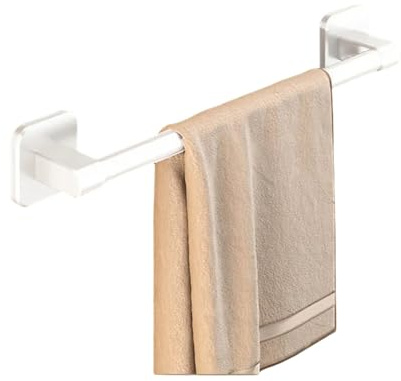 Porta asciugamani a parete con ventosa non perforata, portaoggetti da bagno, porta asciugamani da barra orizzontale da bagno, Bianco 40 cm