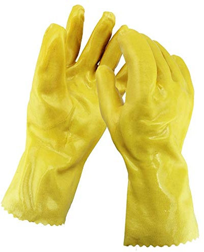 Handschuhe Widerstandsfähig Arbeitsversicherungshandschuhe/Öl/Säure und Alkali/Wasserdicht/Tragen/Industrielle Schutzhandschuhe, 13 , 17 (Color : Giallo, Size : M)