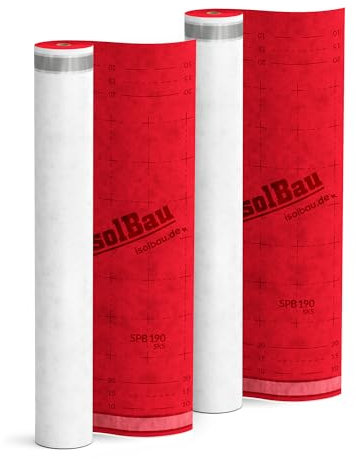Isolbau Unterspannbahn Dach SPB 190 SKS, 150 m² Rolle (1,5 x 100 m) - Dampfdurchlässige Unterdeckbahn mit 2 Klebestreifen - Selbstklebende Dachfolie 190 g/m² - witterungbeständig und wasserdicht
