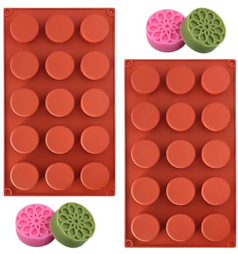 YXHZVON 2 Pcs Silicona Moldes de Chocolate Cylinder con 15 Cavidades, Molde de Chocolate Patrón de Pétalos, sin BPA, Revestimiento Antiadherente de Jabón Hecho a Mano, Chocolate