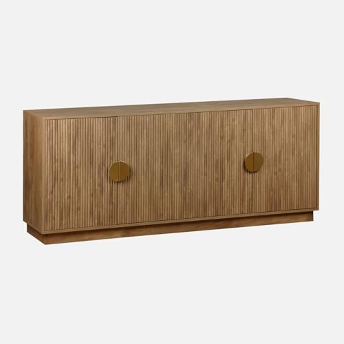 sweeek - Aparador exótico de 4 Puertas Efecto Madera de Mango, 180cm, Celian, Marrón Dorado, 180x40x75 cm
