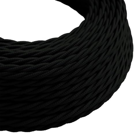 DC VOLTAGE 3 Core Electrical Cable 10 Meters / 32.8FT Braided Cable, Vintage Flex Cable Twisted Fabric Electrical Wire Cord for DIY Lamps Industrial Pendant Lights Lighting Appliances (Black)