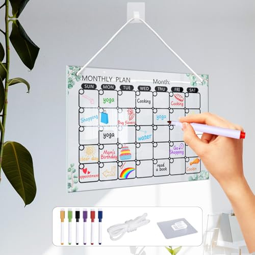 YSOOUA Wochenplaner Abwischbar Wochenplaner aus Acrylglas für Haushaltsplan 30 x 20CM Memoboard mit 6 Whiteboard-Stift Haushaltsplan zum Aufhängen To Do Liste für den Haushalt(B)