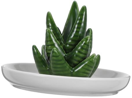 Holibanna Ceramic Aloe Succulent Ring Holder Jewelry Tray Display Dish Organizer for Rings Trinkets Dresser