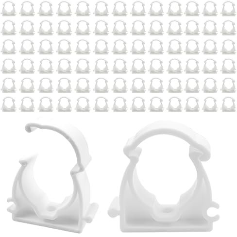 80Pcs Collier de Serrage à Charnière Simple à Emboîtement, Ø20mm Clips de Fixation de Canalisation Verrouillables, Collier de Tuyau en Plastique jusqu'à 95 °C (203 °F) pour Plomberie Tubes