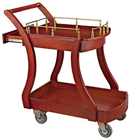 Chariot de service de cuisine en bois massif avec roulettes et étagères de rangement pour thé, restauration, bar chariot pour vin, nourriture et boissons